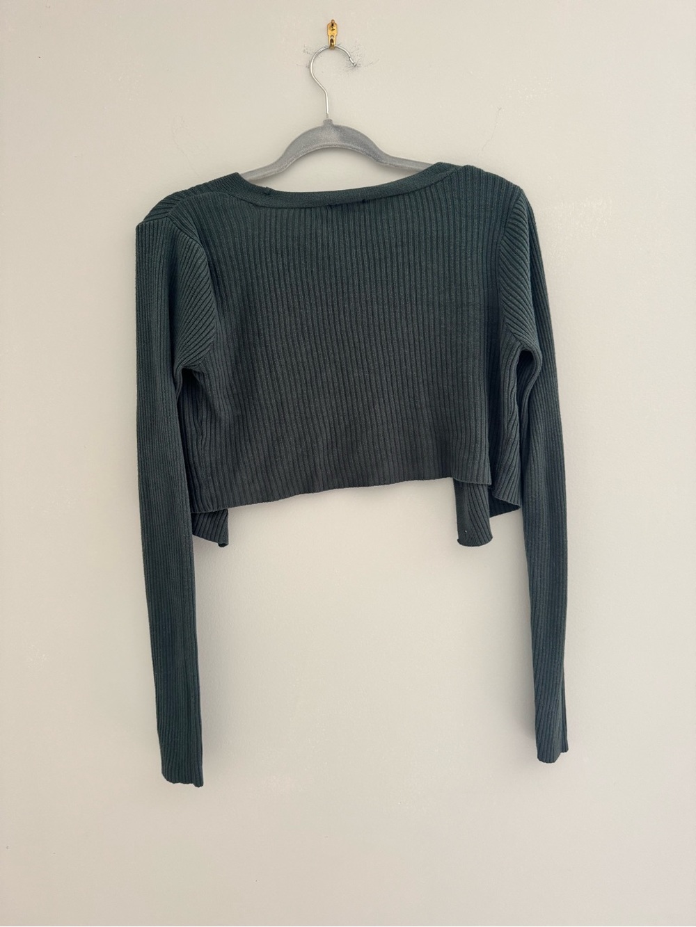 Wild Fable Ribbed Cropped Button-Front Cardigan - Green - Picture 2 of 4